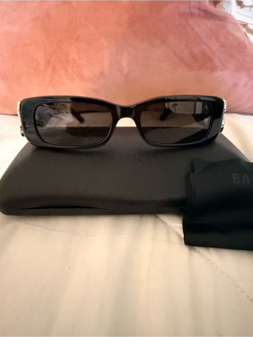NEW Balenciaga Dynasty Crystal Black Rectangular Sunglasses - Picture 8 of 14